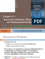 Recurrence Relations, Master Theorem and Mathematical Preliminaries