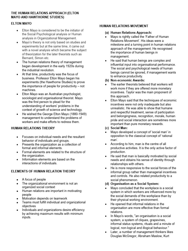 Human Relations Approach in Management | PDF | Motivation | Motivational