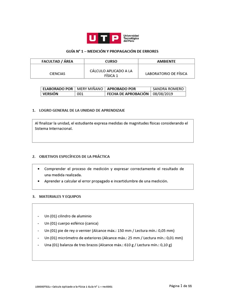 Lab - Fisica Utp Grupo3 | PDF | Medición | Incertidumbre