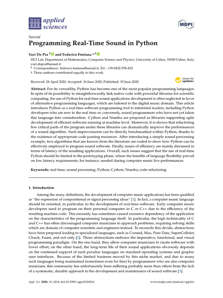 Applsci 10 04214 | PDF | Computer Programming | Real Time Computing