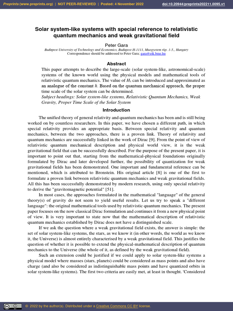 Relativistic Quantum Mechanics in Astronomy | PDF | General Relativity ...