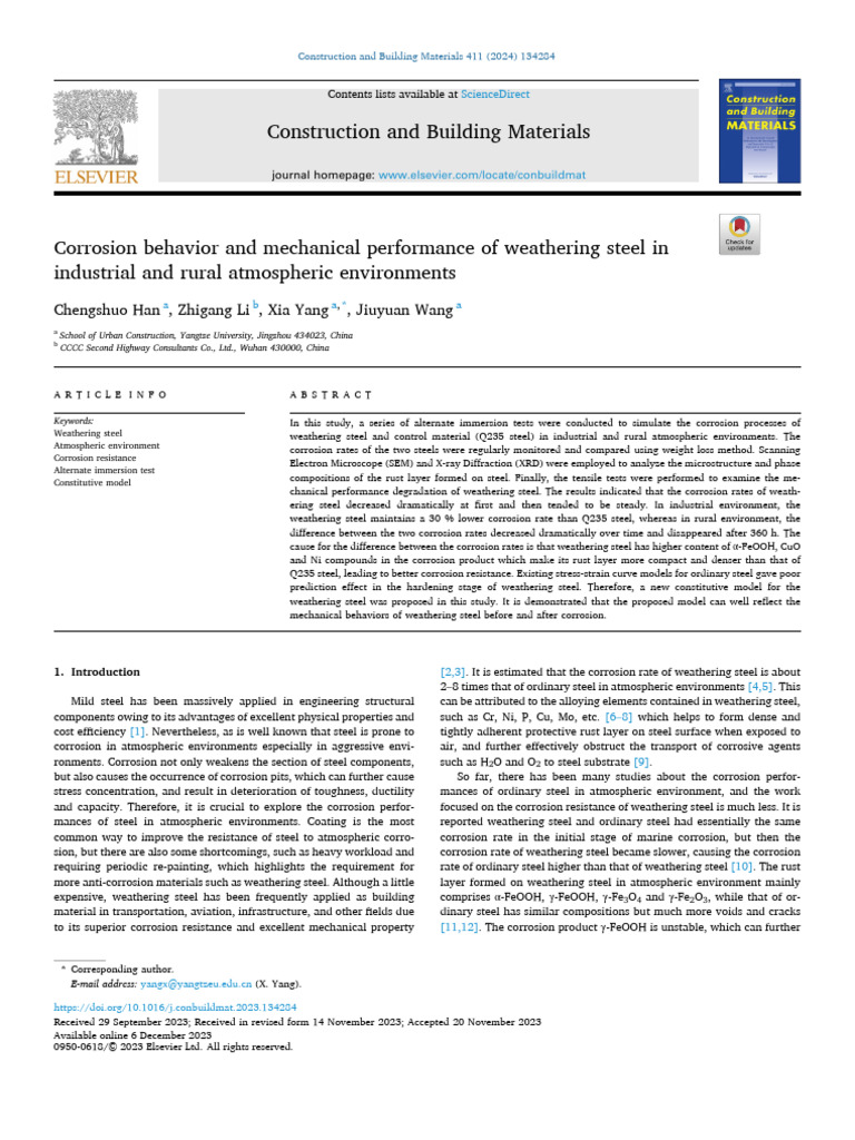 Weathering Steel Corrosion Study | PDF | Corrosion | Rust