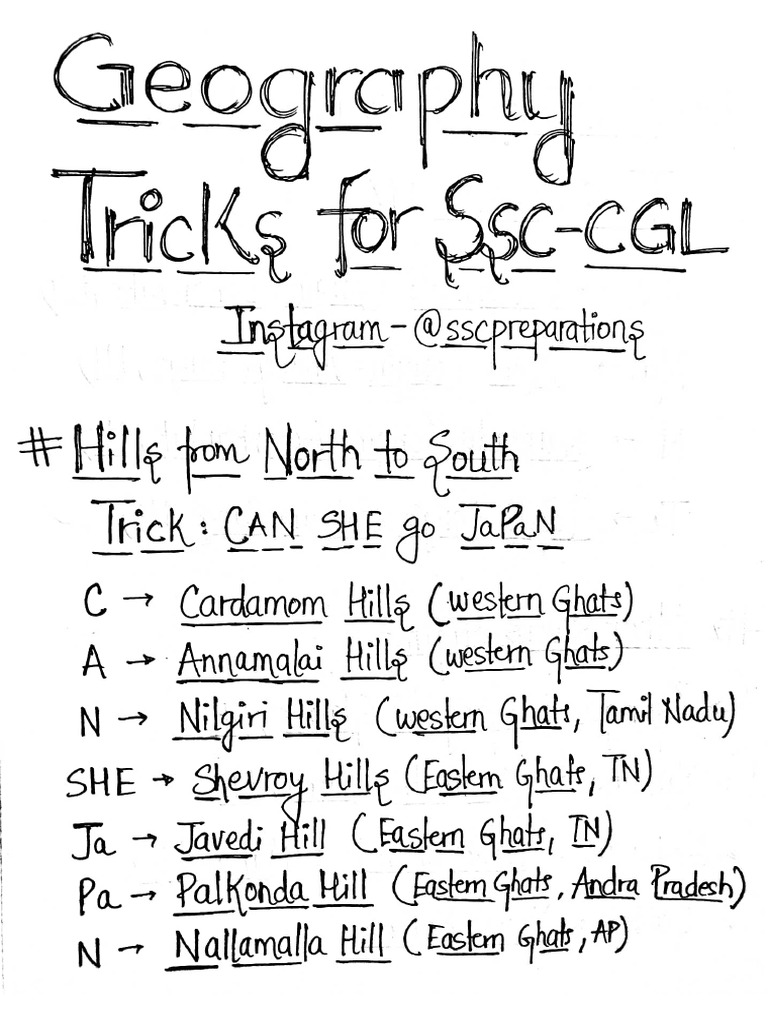 Geography Tricks For SSC CGL | PDF