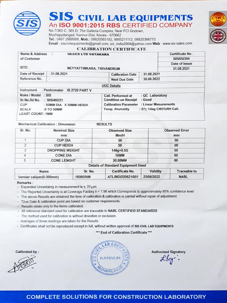 Cone Penetrometer Calibration | PDF