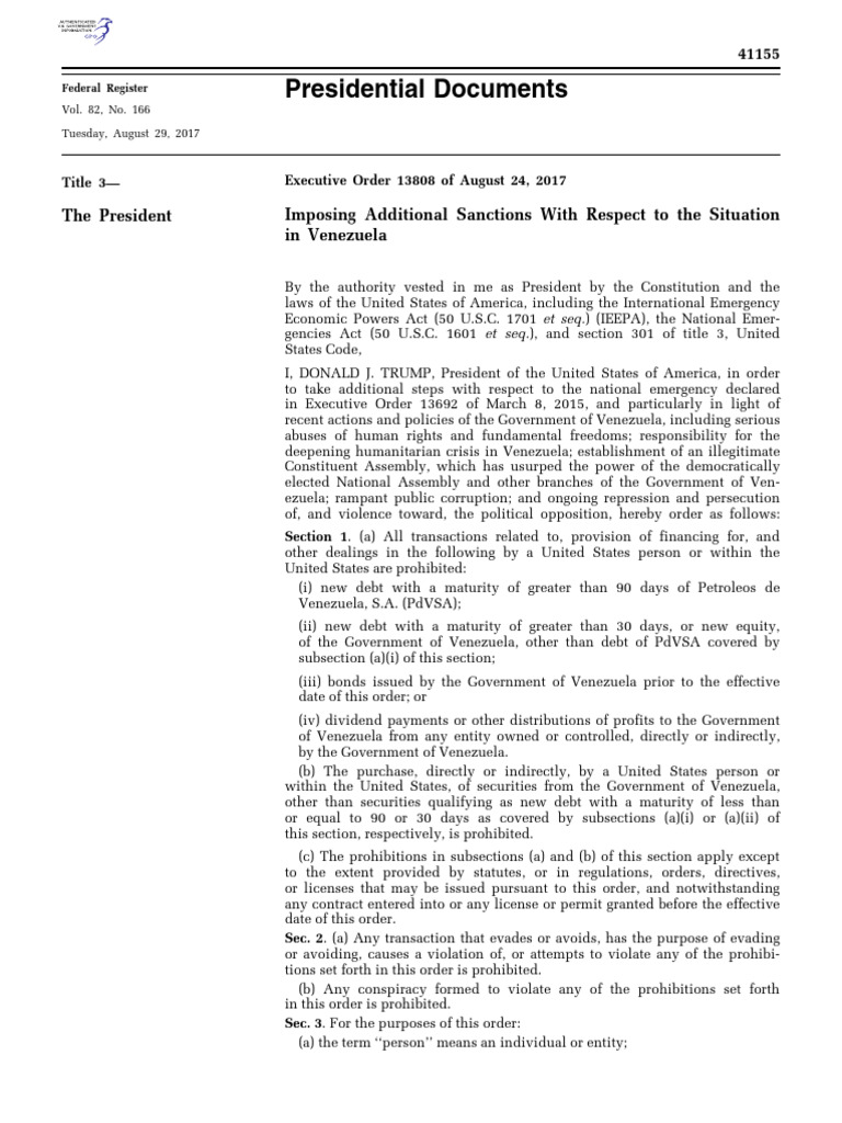 Presidential Documents: The President Imposing Additional Sanctions ...