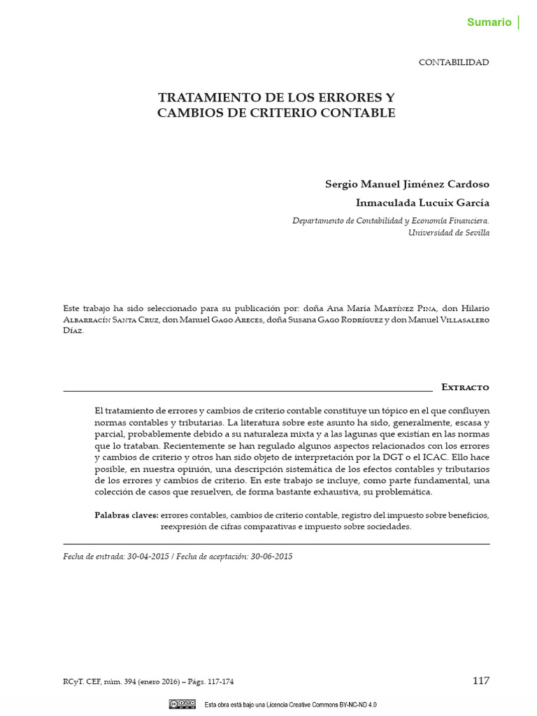 Errores y Cambios en Criterio Contable | PDF | Contabilidad | Estado ...