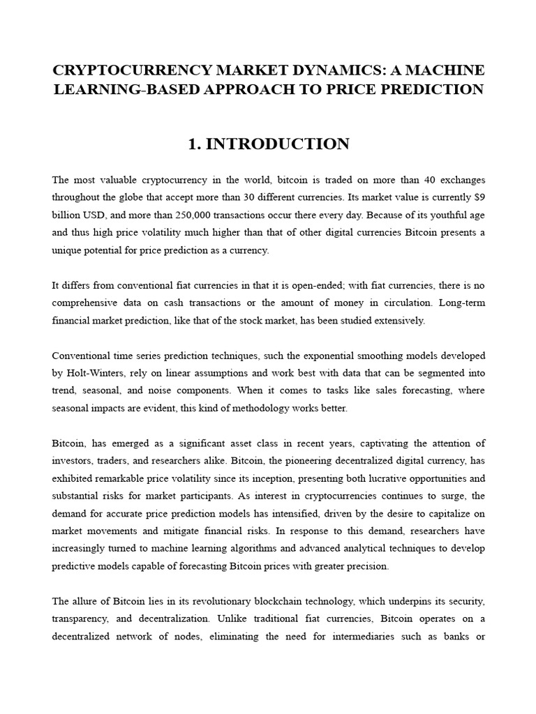 Machine Learning for Bitcoin Price Prediction | PDF | Cryptocurrency ...