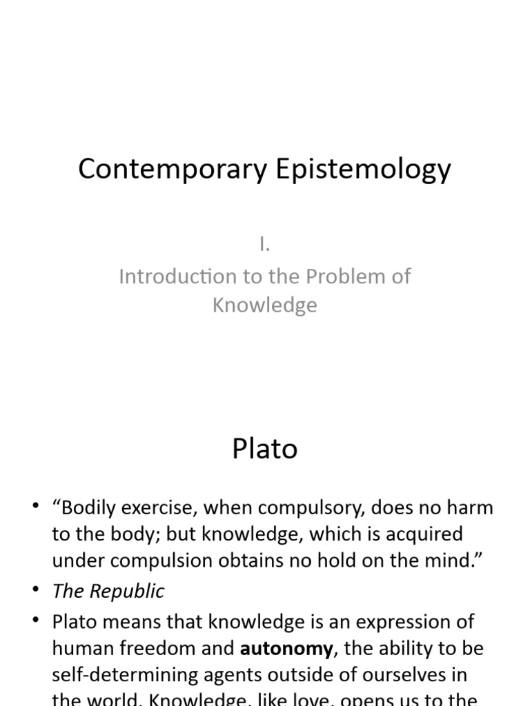 Understanding Contemporary Epistemology | PDF | Knowledge | Truth