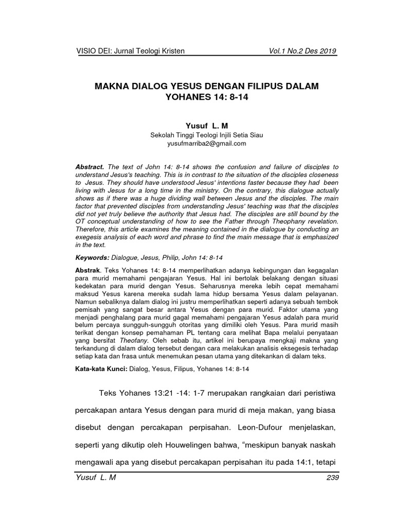 Dialog Yesus dan Filipus di Yohanes 14:8-14 | PDF