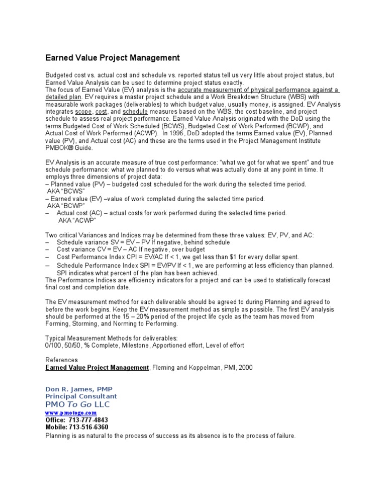 Earned Value Project Management | PDF | Project Management | Production ...