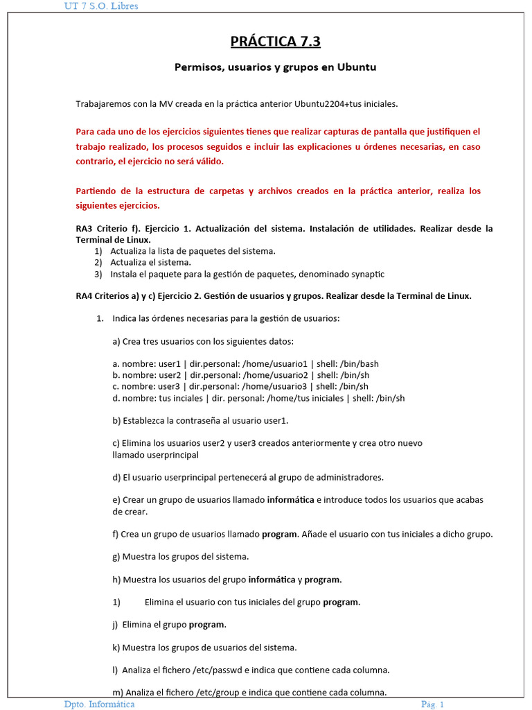 Permisos y Gestión de Usuarios en Ubuntu | PDF | Archivo de computadora ...