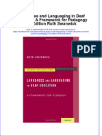 Textbook Languages and Languaging in Deaf Education A Framework For Pedagogy 1St Edition Ruth Swanwick Ebook All Chapter PDF