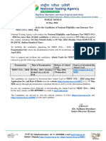 Public Notice for Release of Admit Cards of Neet Ug 2024 (1)