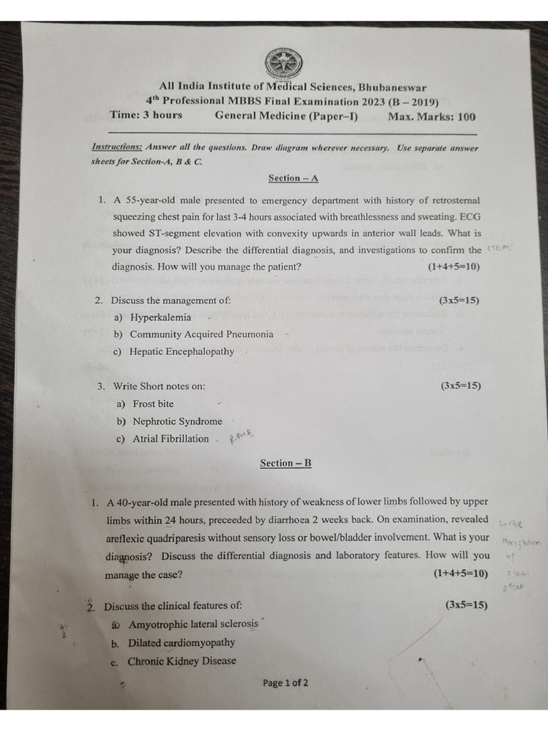 MBBS2019 Proff Paper | PDF