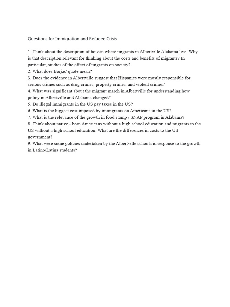 Immigration Impact Questions for Alabama | PDF | Politics | Lifestyle