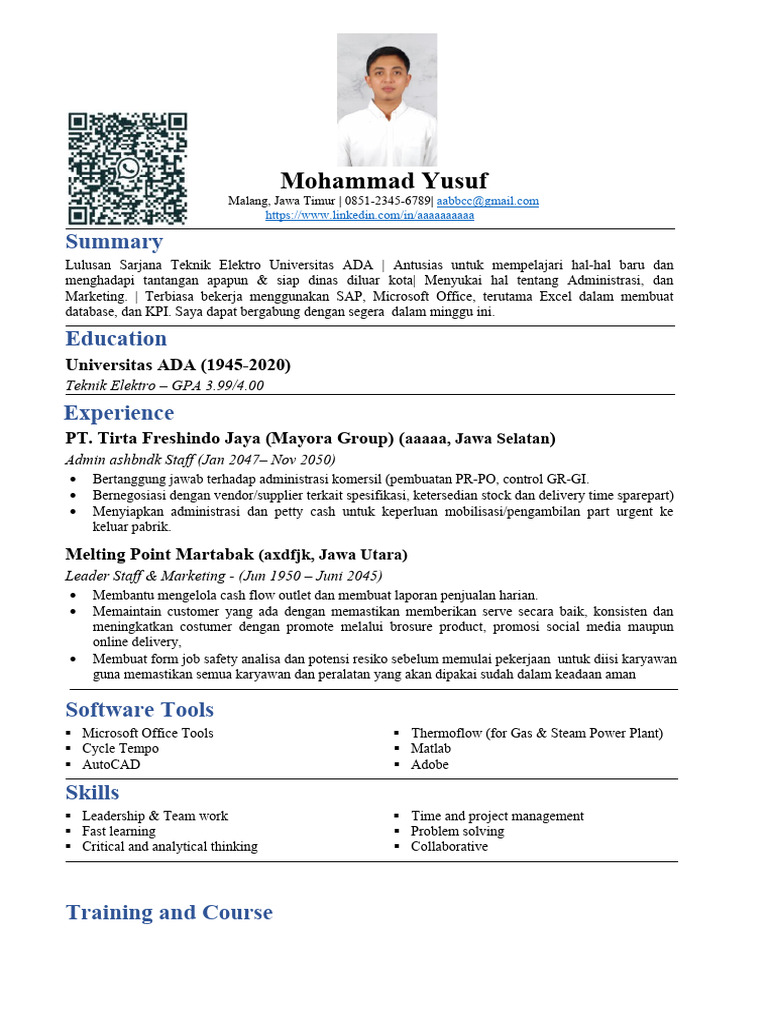 Template CV ATS Bahasa Indonesia | PDF