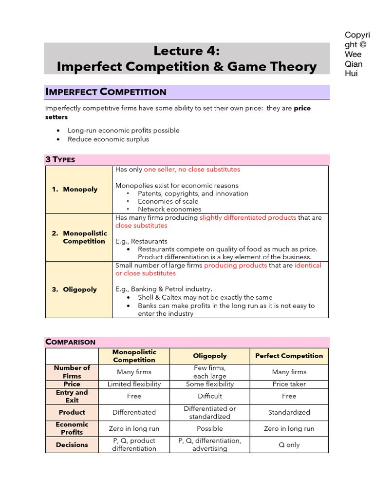 Lecture 4 Notes Pdf Monopoly Profit Economics