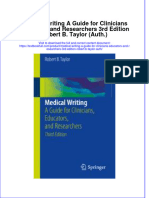 Download textbook Medical Writing A Guide For Clinicians Educators And Researchers 3Rd Edition Robert B Taylor Auth ebook all chapter pdf 
