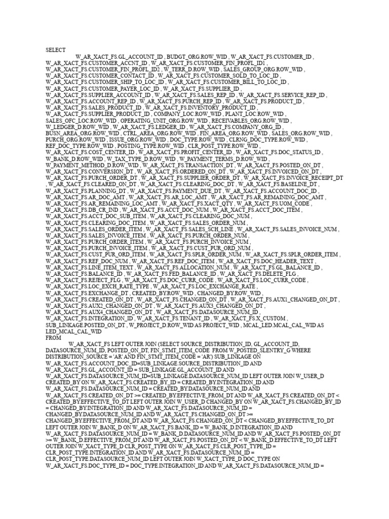 AR Transaction Data Query | PDF