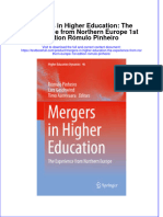 Textbook Mergers in Higher Education The Experience From Northern Europe 1St Edition Romulo Pinheiro Ebook All Chapter PDF