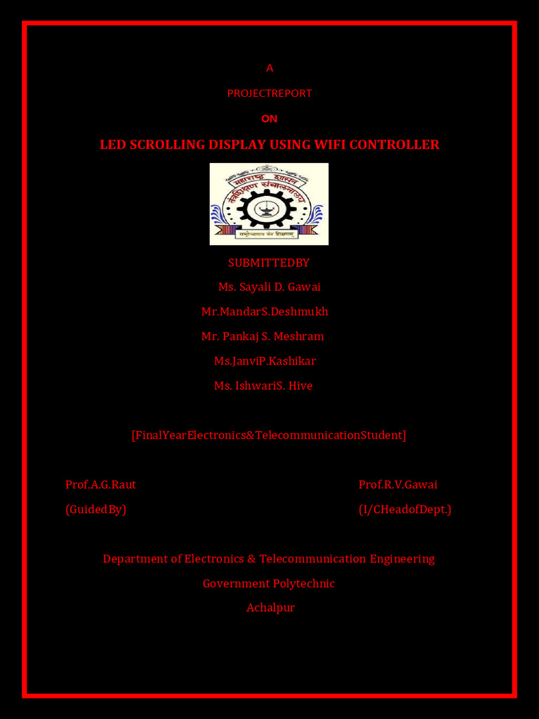 LED Scrolling Display Project Report | PDF | Light Emitting Diode ...