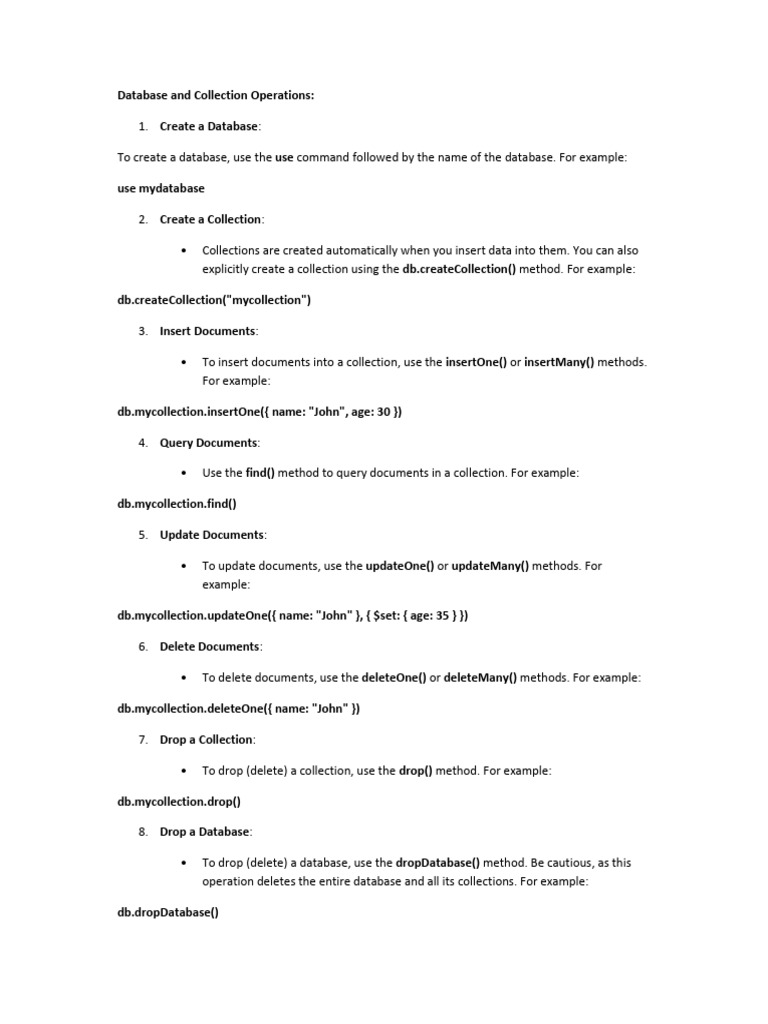 MongoDB Database Operations Guide | PDF | Teaching Methods & Materials ...