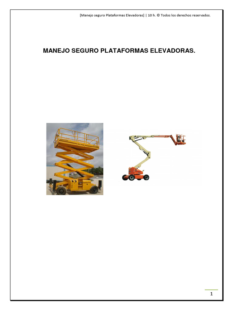 Seguridad en Plataformas Elevadoras | PDF | Seguridad y salud ...