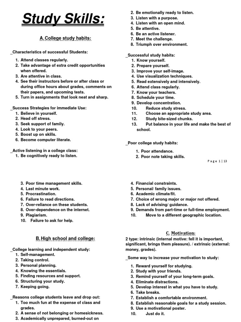 Study Skills By I I Pdf Motivational Motivation