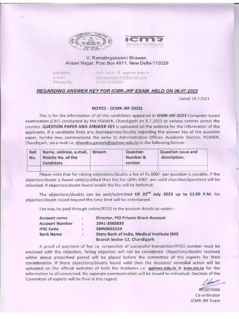 Icmr Jrf Answer Keys2023 Pdf Zygosity Dominance Genetics