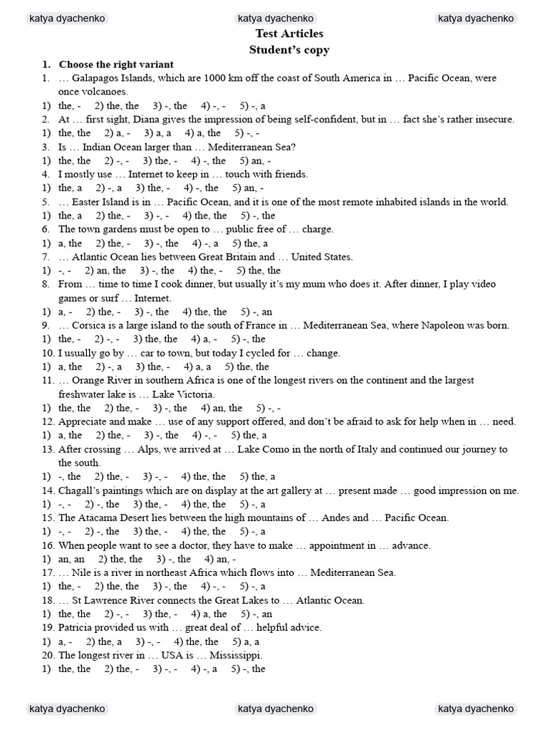 Article Usage Exercises and Corrections | PDF | Earth Sciences ...