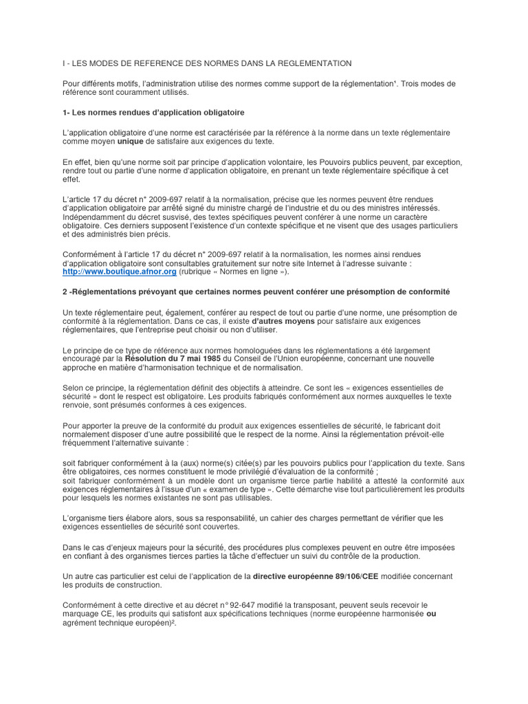 Modes de référence des normes réglementaires | PDF