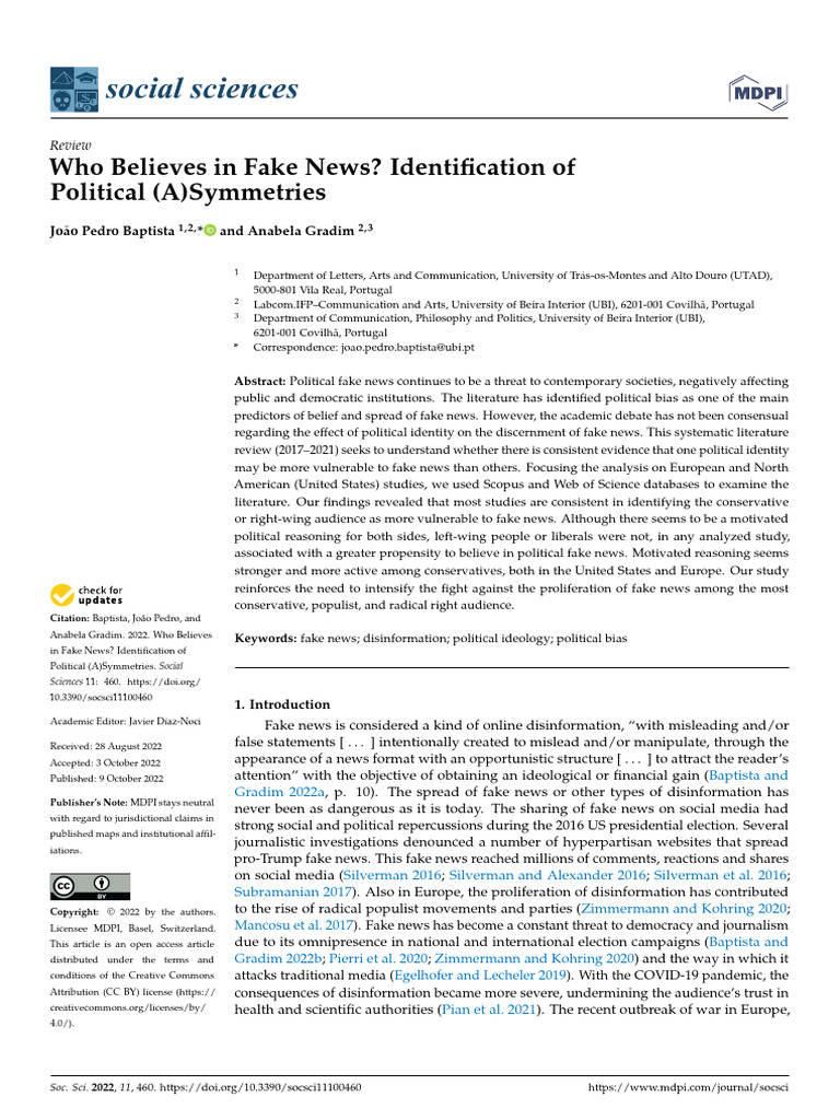 Who Believes in Fake News | PDF | Social Media | Popular Culture ...