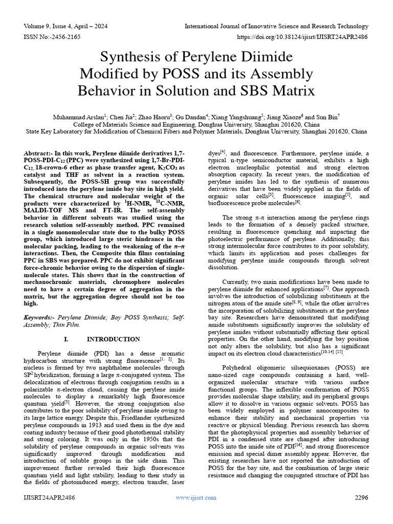 Perylene Diimide Synthesis and Behavior | PDF | Absorption Spectroscopy ...