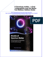 PDF Models of Quantum Matter A First Course On Integrability and The Bethe Ansatz First Edition Edition Eckle Ebook Full Chapter