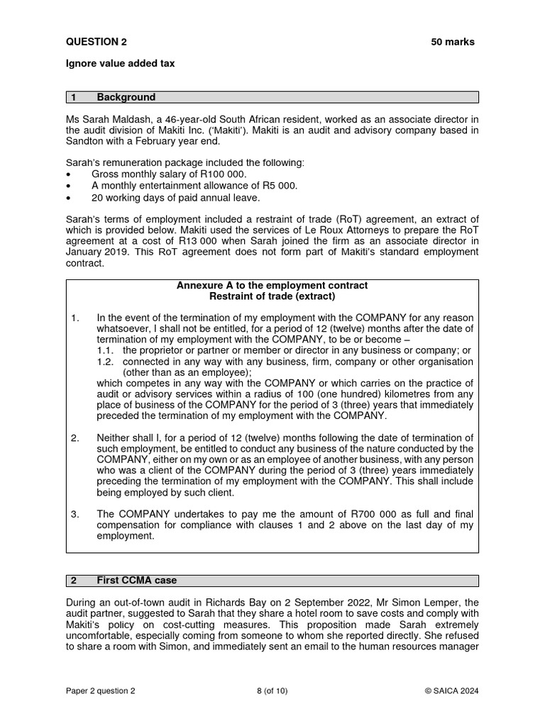 ITC January 2024 Paper 2 Question 2 Makiti Download Free PDF Taxes