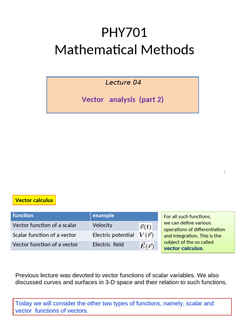 Math Meth-Lec04 | PDF | Euclidean Vector | Integral