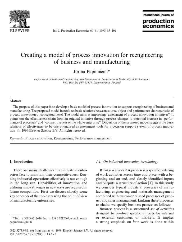 Process Innovation Model for Reengineering | PDF | Business Process ...
