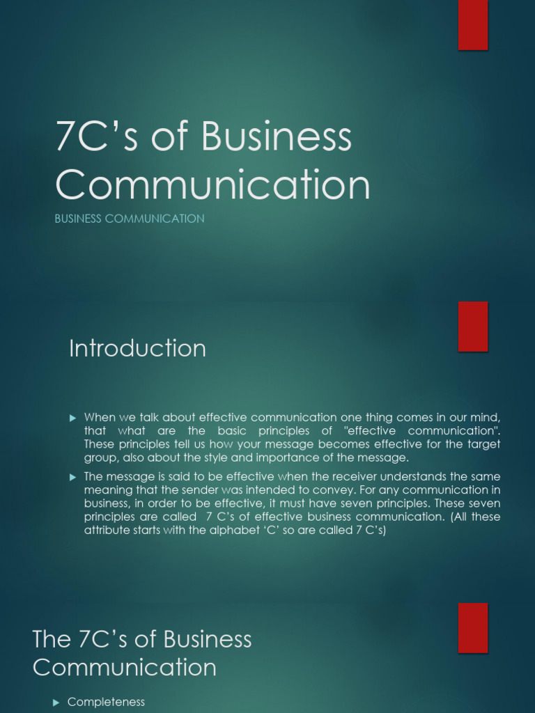 CS - Lecture 04 - 7C's of Business Communication | PDF | Communication ...