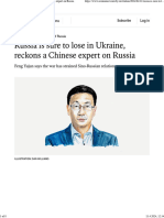 Russia Is Sure To Lose in Ukraine, Reckons A Chinese Expert On Russia