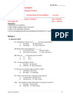 Marwadi University Faculty of Management Studies: (A) Objective MCQ