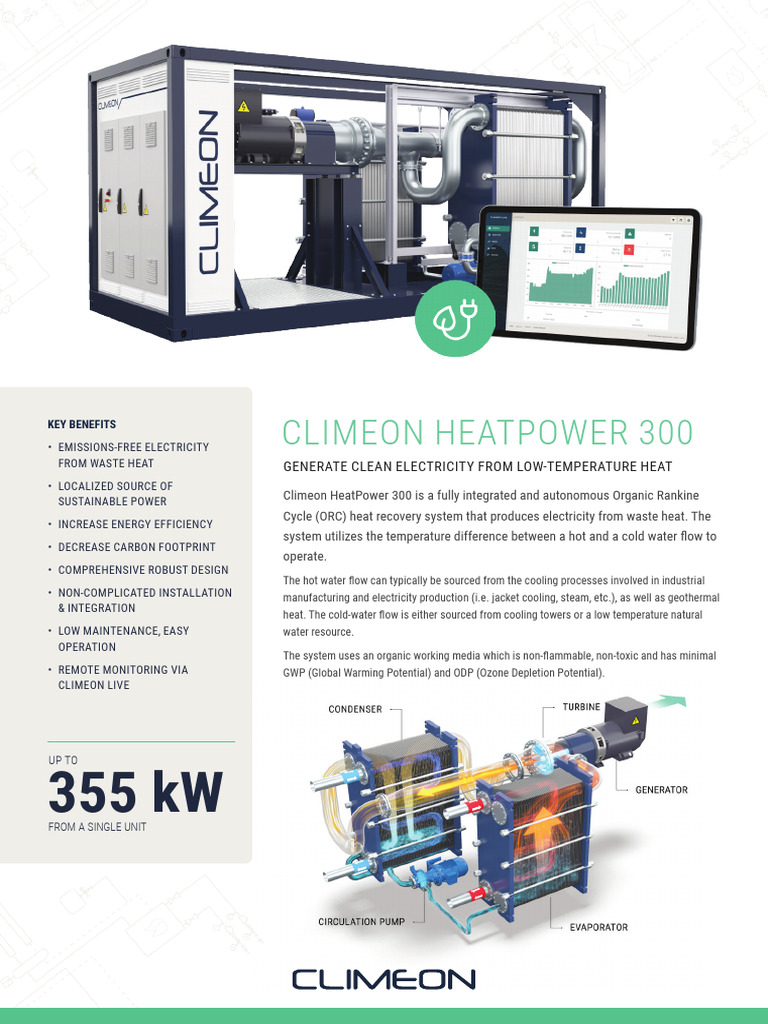 Climeon HeatPower 300 Overview | PDF | Water Heating | Sustainable ...