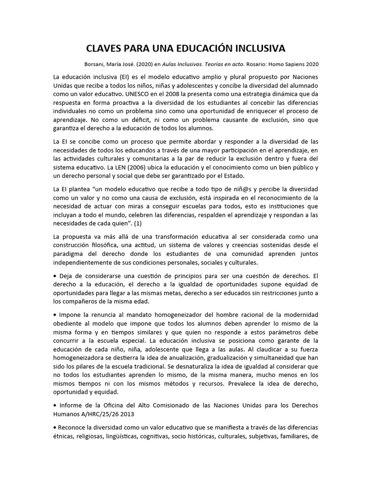 Claves para la Educación Inclusiva | PDF | Plan de estudios | Aprendizaje