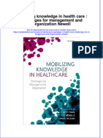 Textbook Mobilizing Knowledge in Health Care Challenges For Management and Organization Newell Ebook All Chapter PDF