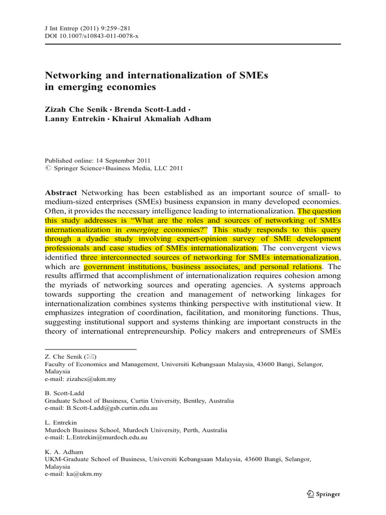 SME Networking for Internationalization | PDF | Small And Medium Sized ...