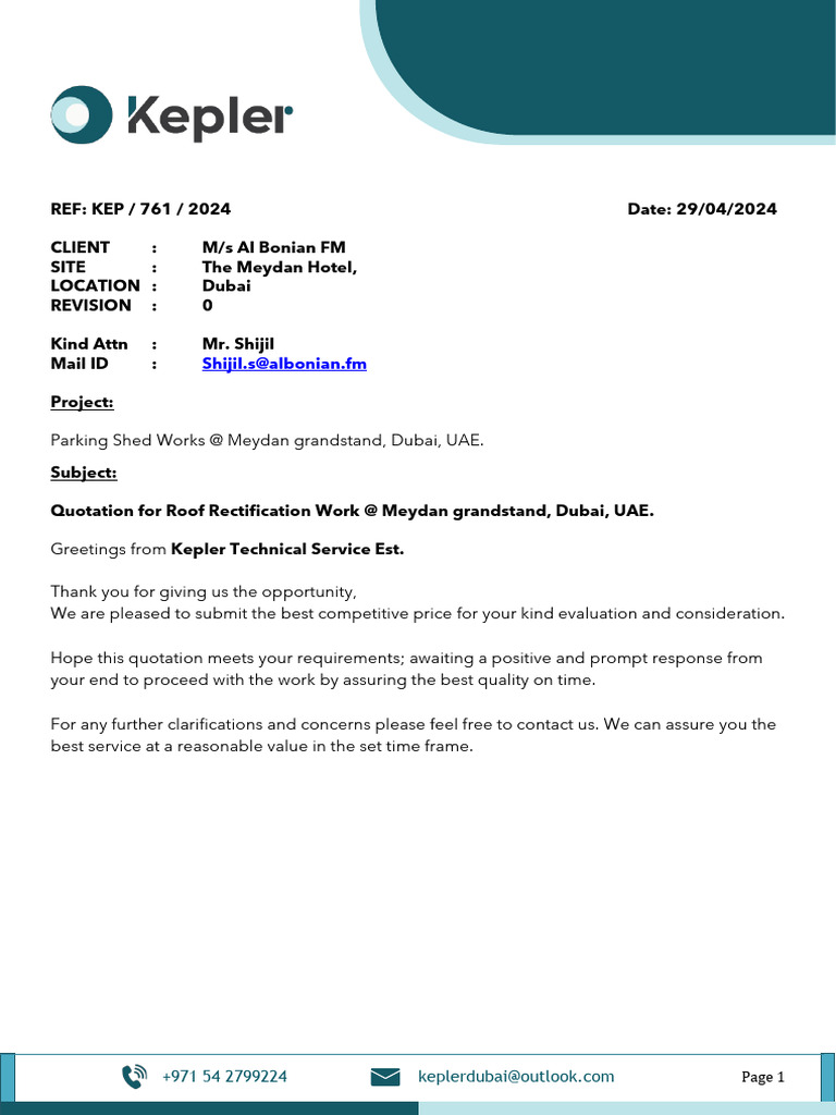 Roof Rectification Quotation for Meydan | PDF | Duct (Flow) | Building ...