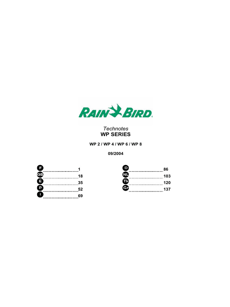 Notice d'utilisation Rain Bird WP1 | PDF
