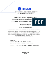 Propuesta de Implementación de Un Sistema de Control de Inventarios para Mejorar Los Procesos de