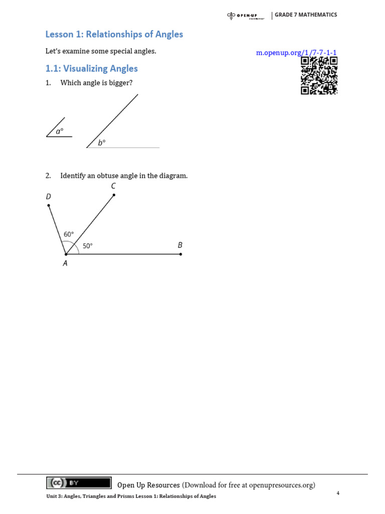 Math 7 Plus Unit 3 Lesson 1 | PDF | Triangle | Angle