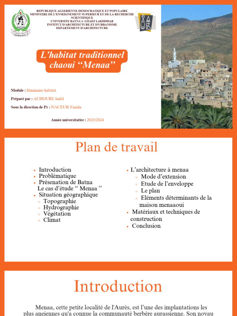 Habitat traditionnel à Menaa, Batna | PDF | Bois (matériau de ...