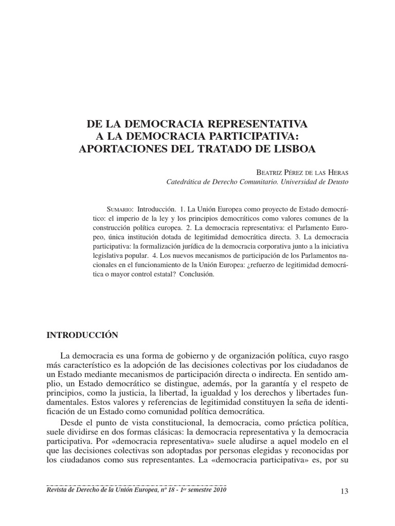 De La Democracia Representativa A La Democracia Participativa | PDF ...